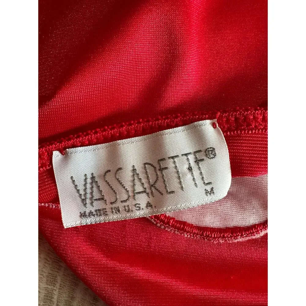Vintage Deadstock Vassarette Nightie Mini Dress Slip Red M - Picture 7 of 12